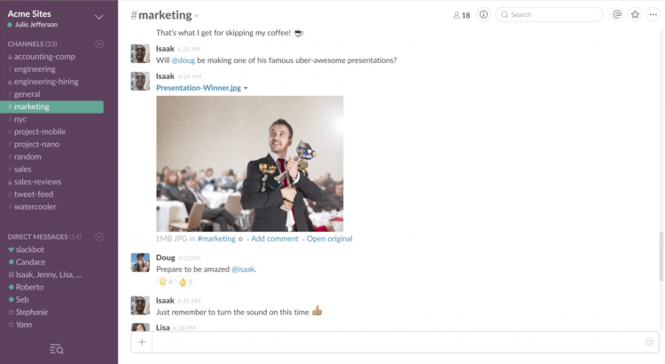 slack outil communication pro equipe distance